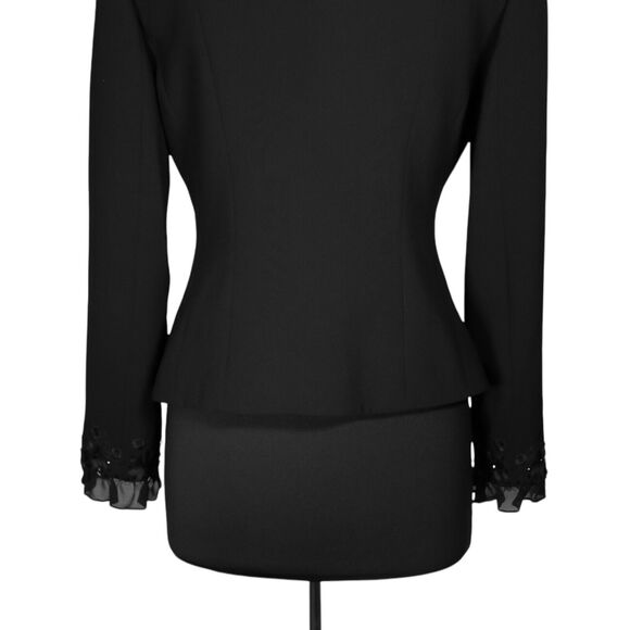 Tahari ASL Luxe Women's Blazer Black Floral Embroidered Rhinestone Blazer Size 8 - Picture 8 of 9
